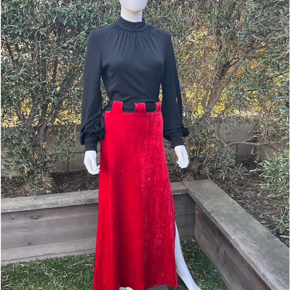 Vintage Red Velvet and Black Gown